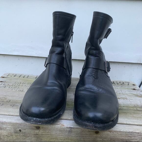 Frye Vicky Engineer Boots black buckle leather 11B Style 3478817 - Picture 3 of 13